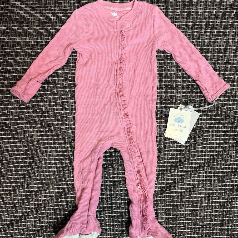 Cloud Island Baby Girl Pink Ruffled Footed One-Piece Pajama 6-9 mos.